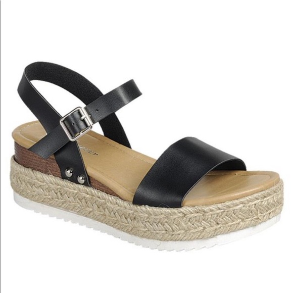 NEW‼️BLACK ESPADRILLE PLATFORM SANDALS- Shoe - Picture 2 of 2